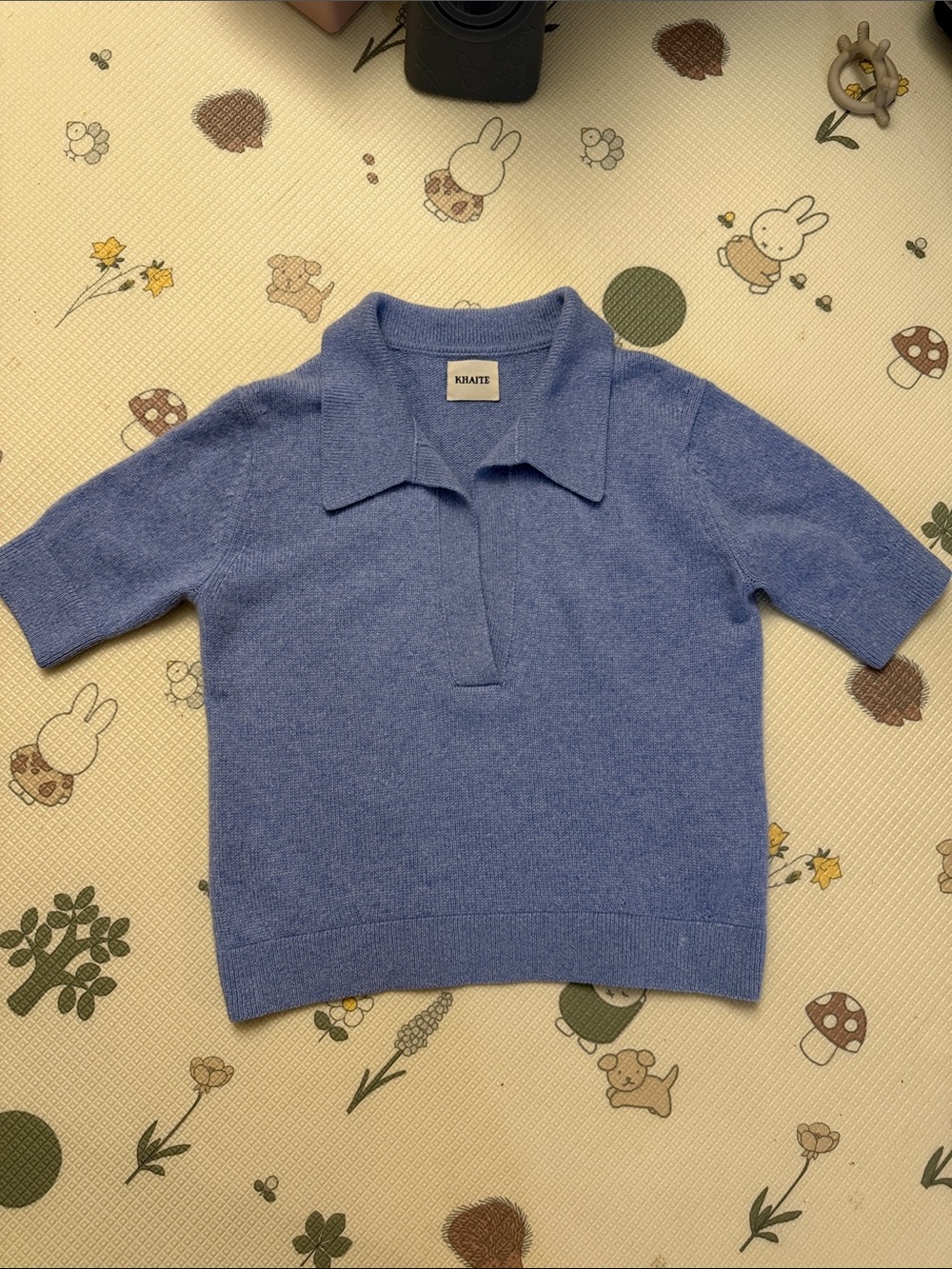 KHAITE Light Blue Cashmere Polo Sweater